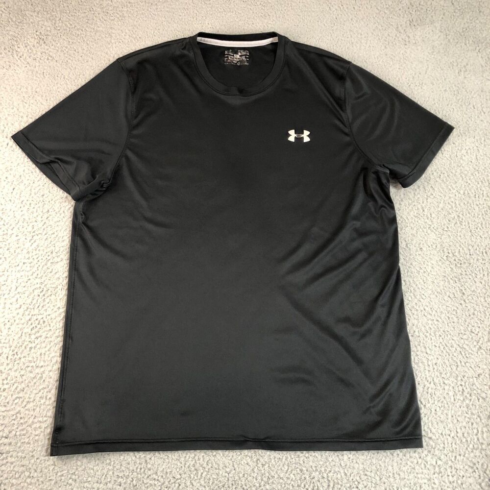 Under Armour Shirt Men Extra Large Black Heargear Tee Sportswear Logo Athleisure